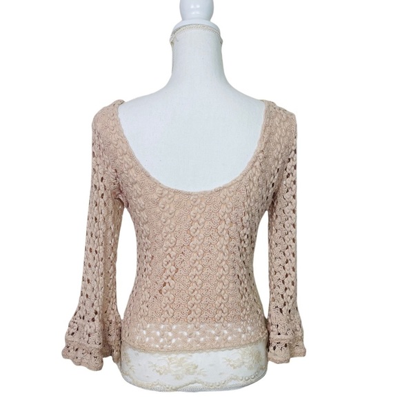 Free People Bell Sleeve Crochet Crop Top - Picture 3 of 11